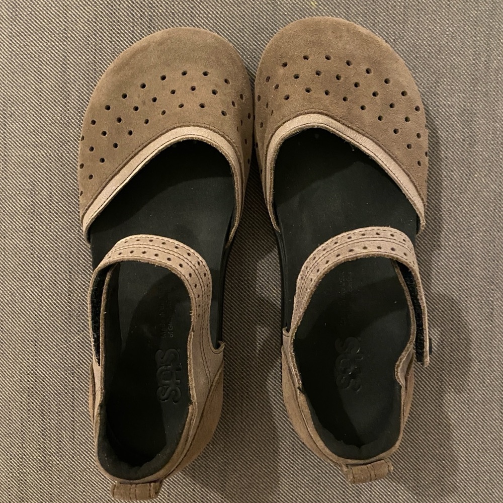 SAS Eden Taupe Perforated Mary Jane Flats